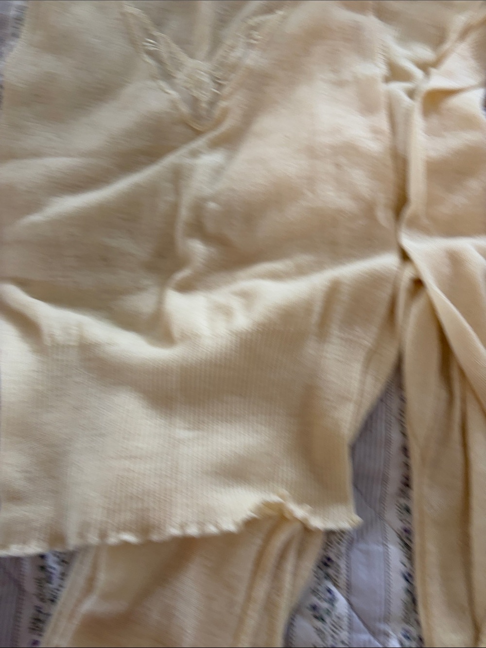 Women's Cream Thermal Two-Piece Sleep Set - Soft Knit V-Neck Top & Leggings - Picture 4 of 8